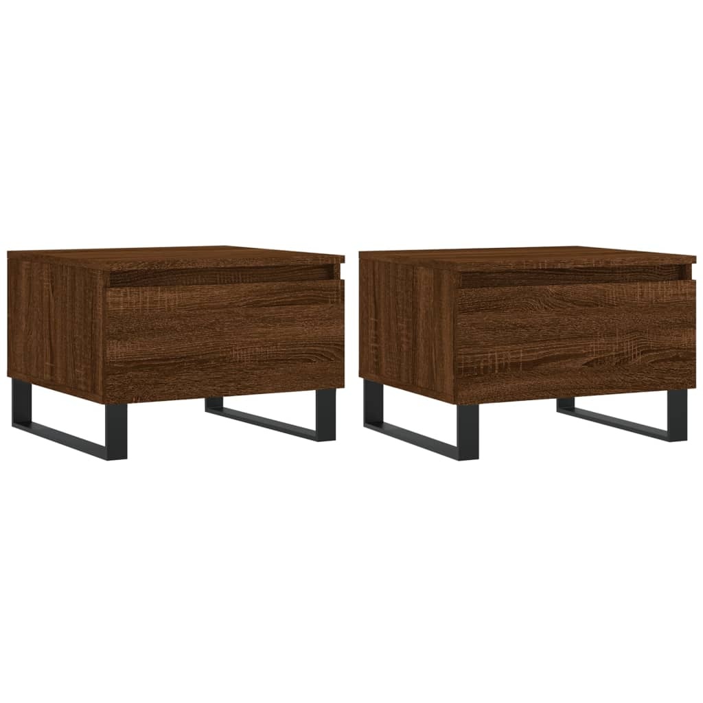 VidaXL Salontafels 2 st 50x46x35 cm bewerkt hout bruin eikenkleur