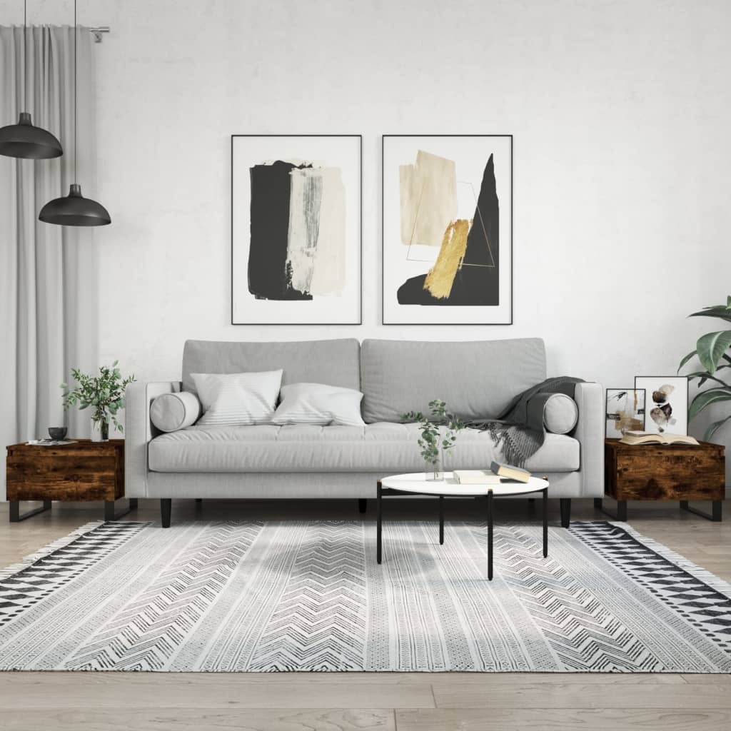 VidaXL Salontafels 2 st 50x46x35 cm bewerkt hout gerookt eikenkleurig