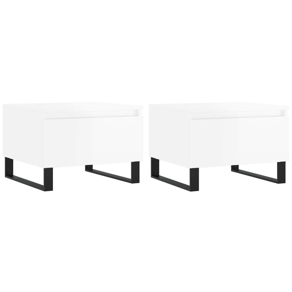 VidaXL Salontafels 2 st 50x46x35 cm bewerkt hout hoogglans wit