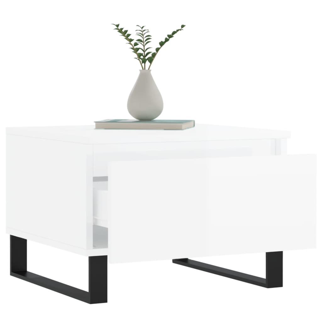 VidaXL Salontafels 2 st 50x46x35 cm bewerkt hout hoogglans wit