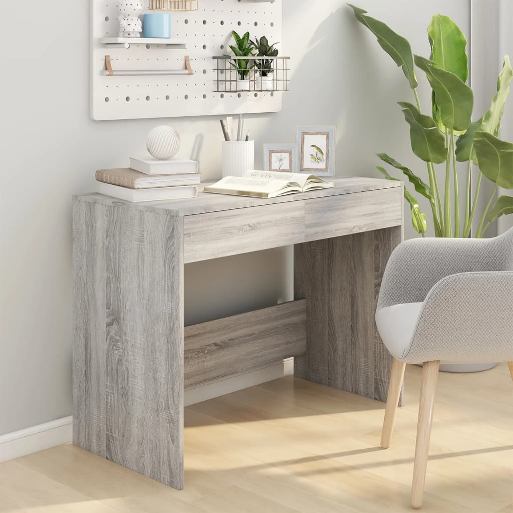 VidaXL Bureau 101x50x76,5 cm spaanplaat grijs sonoma eikenkleurig