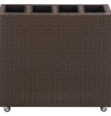 vidaXL Plantenbak verhoogd met 4 potten 80x22x79 cm poly rattan bruin