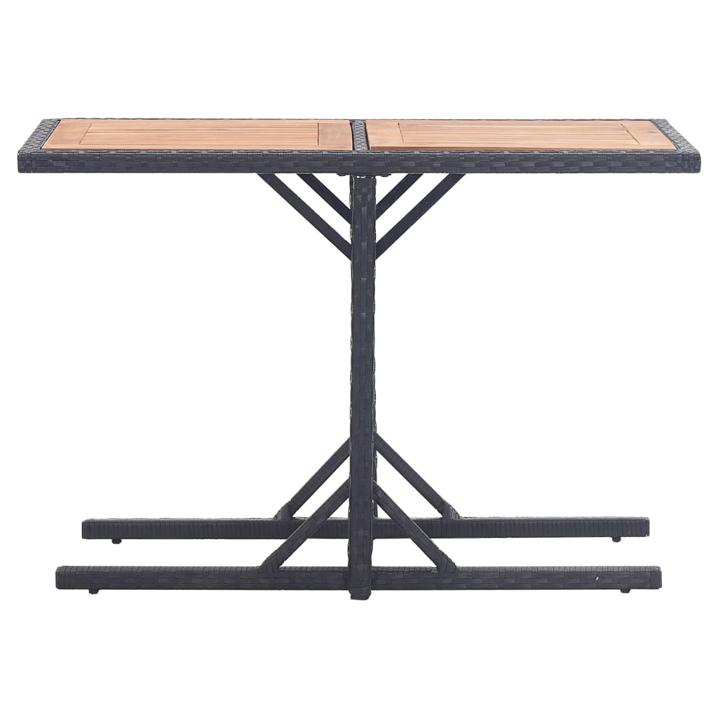 VidaXL Tuintafel massief acaciahout en poly rattan zwart