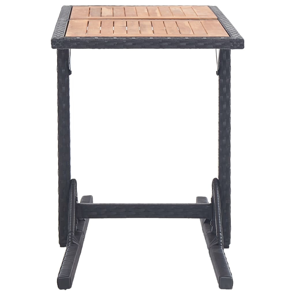 VidaXL Tuintafel massief acaciahout en poly rattan zwart