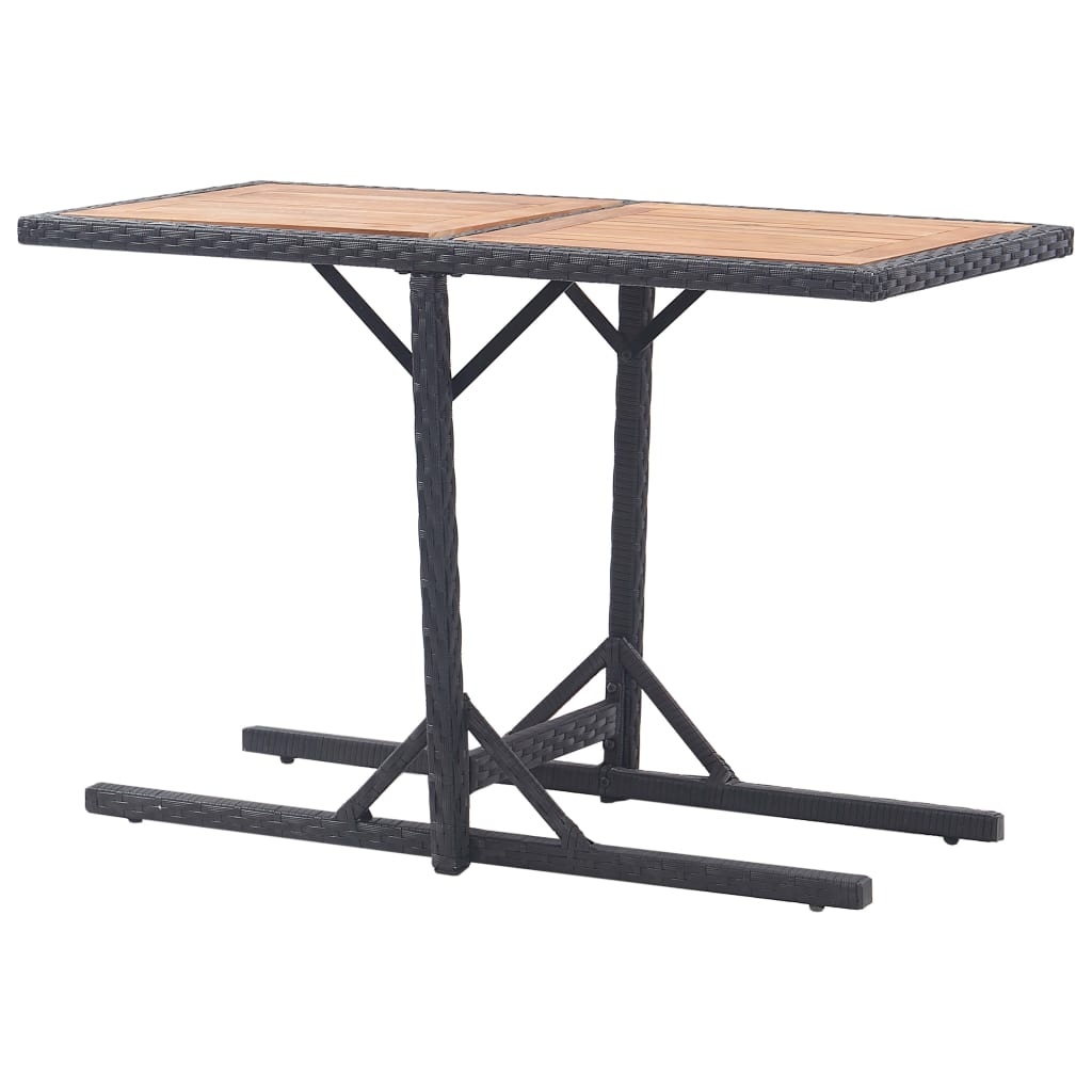 VidaXL Tuintafel massief acaciahout en poly rattan zwart