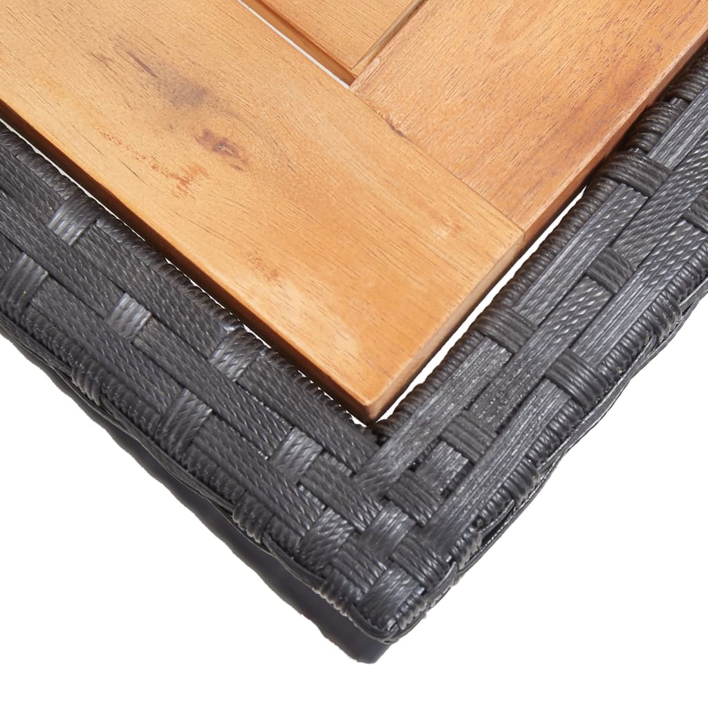 VidaXL Tuintafel massief acaciahout en poly rattan zwart