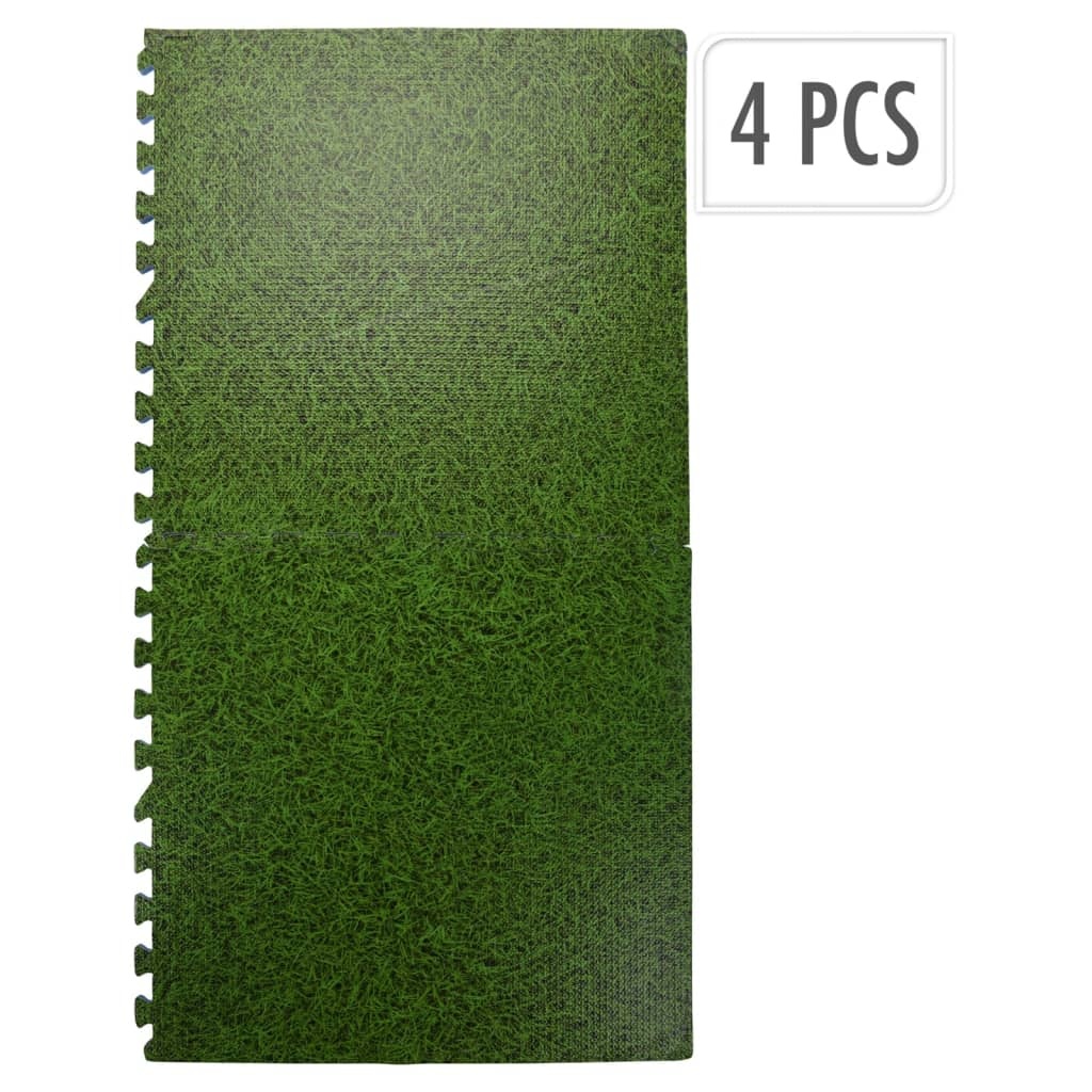 vidaXL Vloermatset 4 st tegels grasprint groen
