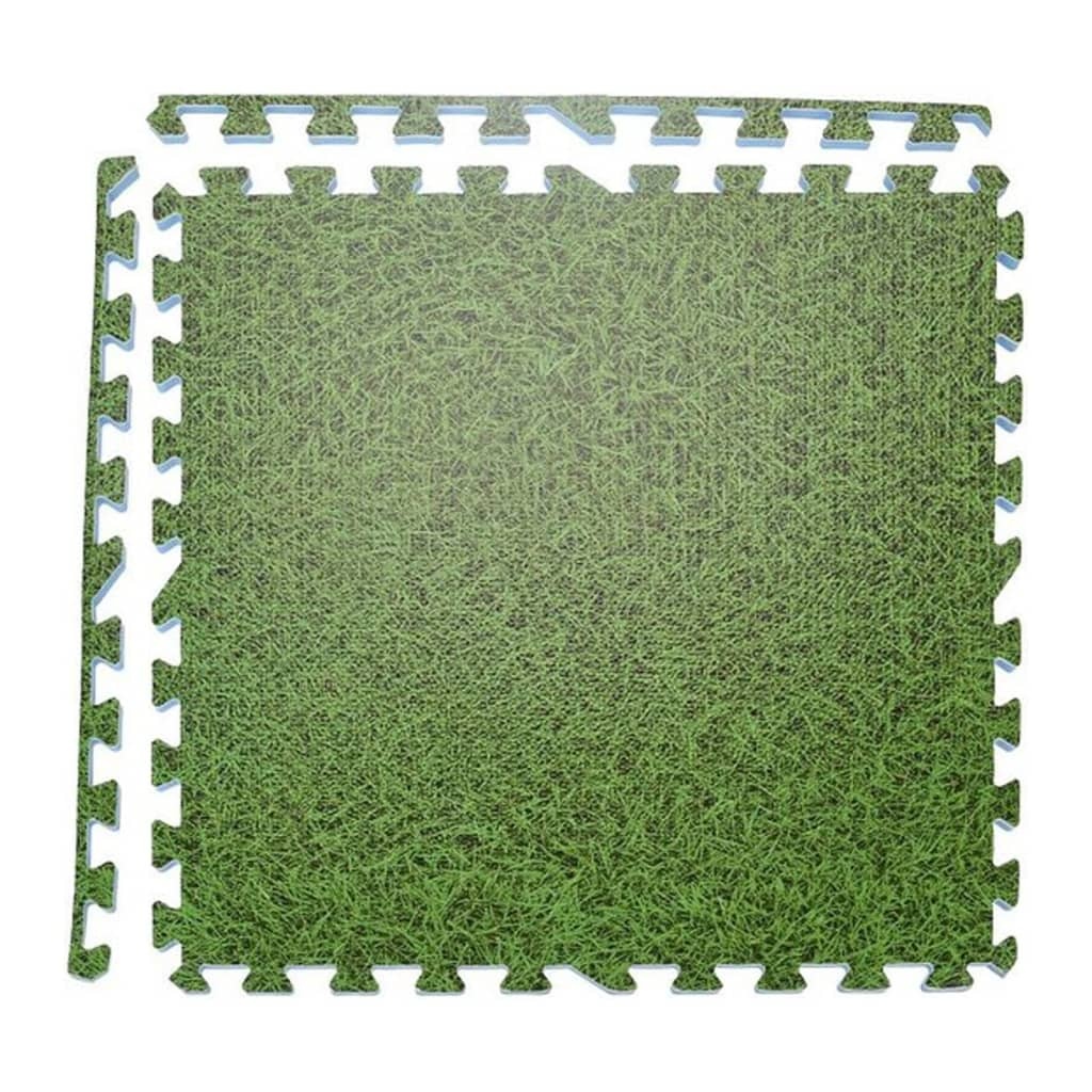 vidaXL Vloermatset 4 st tegels grasprint groen