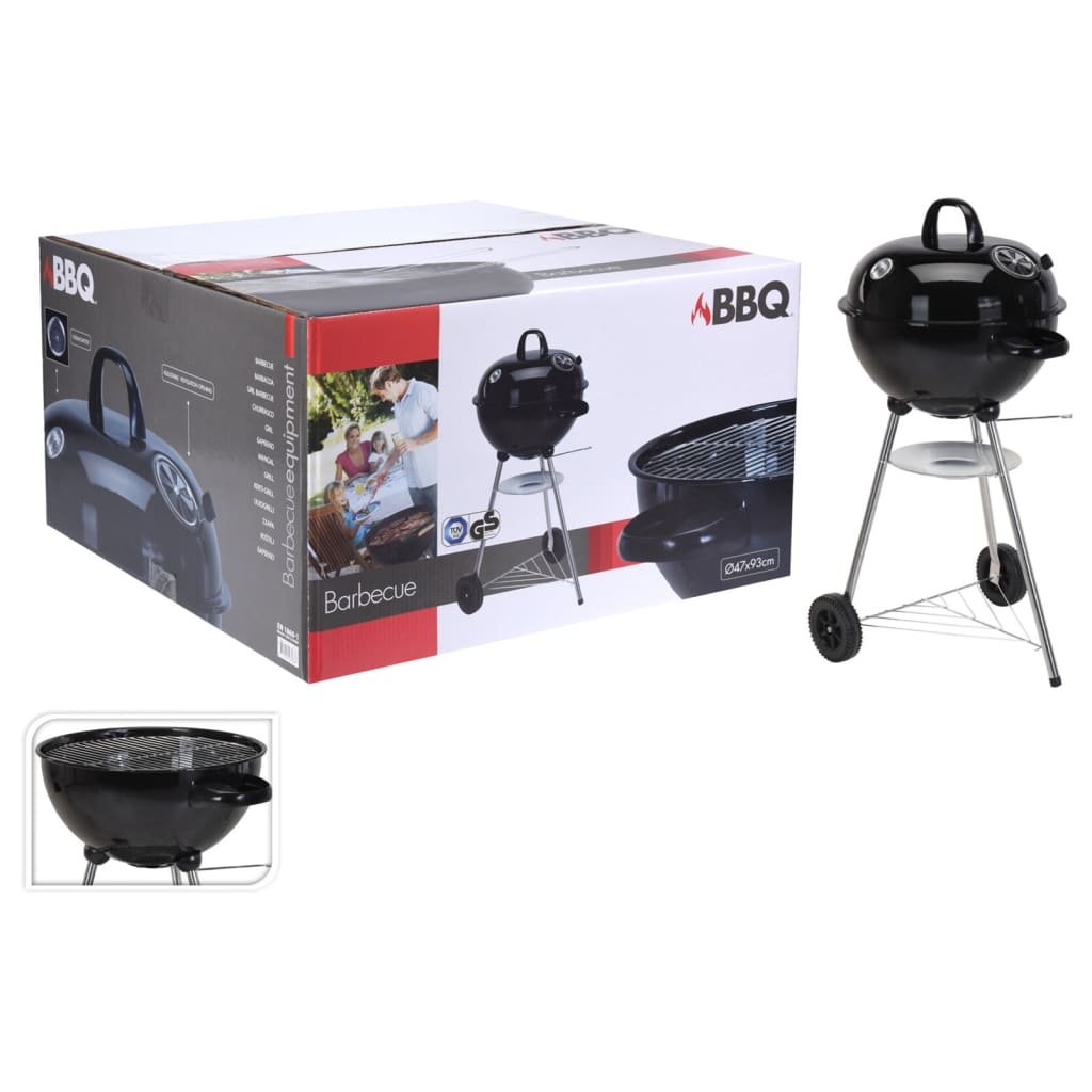 vidaXL Barbecue bolvormig zwart