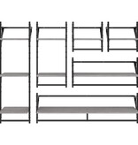 vidaXL 6-delige Wandschappenset met stangen bewerkt hout grijs sonoma