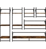vidaXL 6-delige Wandschappenset met stangen bewerkt hout gerookt eiken