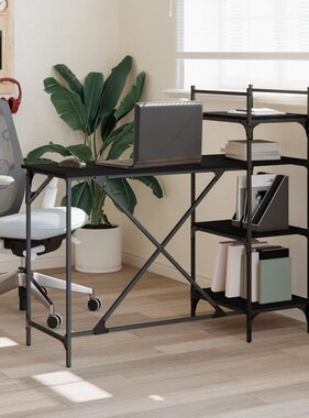 VidaXL Computerbureau met schappen 120x47x109 cm zwart