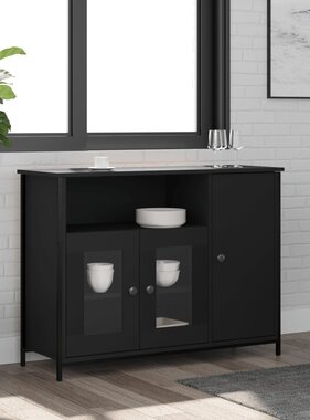 VidaXL Dressoir 100x35x75 cm bewerkt hout zwart