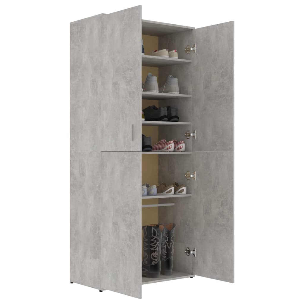 vidaXL Schoenenkast 80x39x178 cm spaanplaat betongrijs