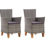 VidaXL Tuinstoelen 2 st met kussens poly rattan grijs