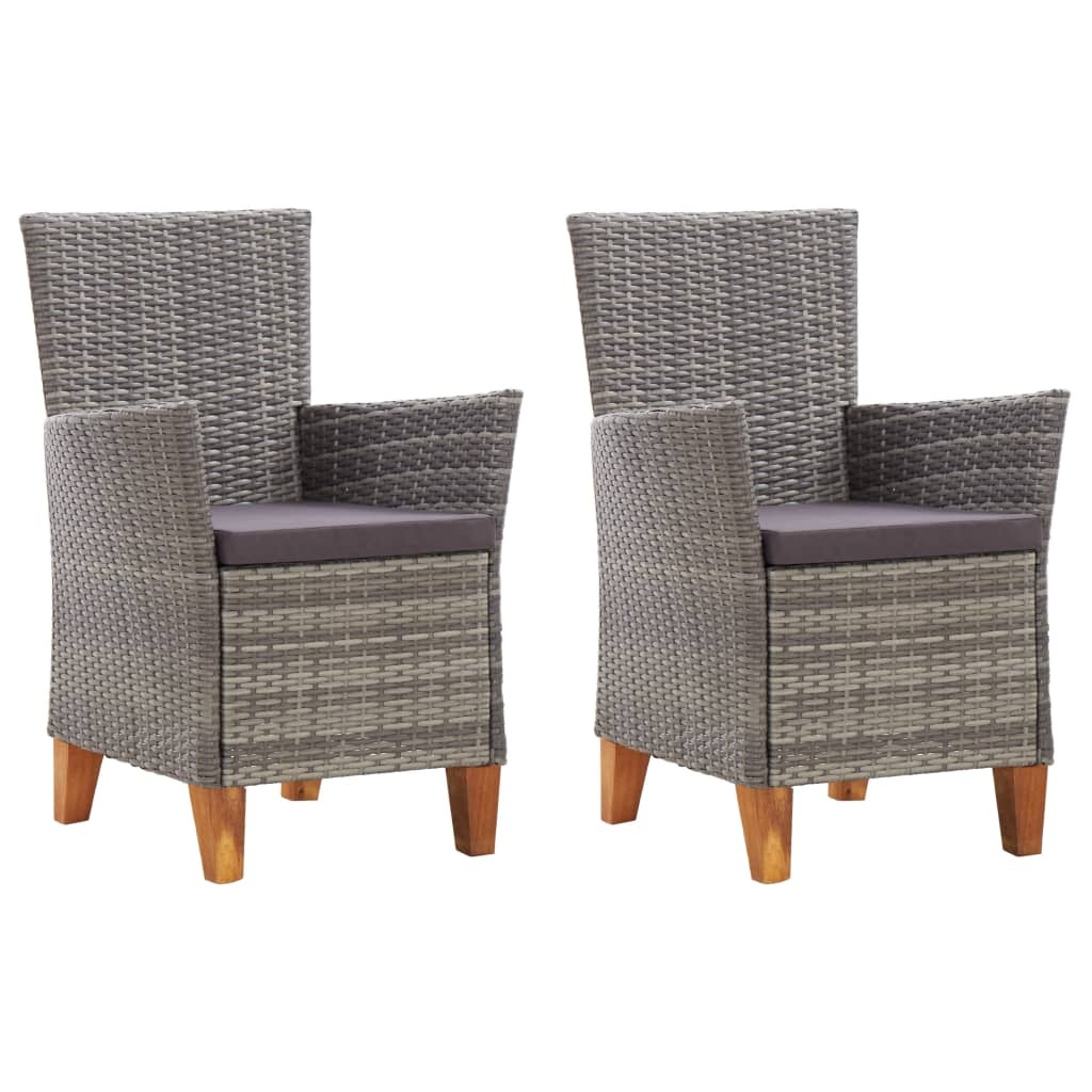 VidaXL Tuinstoelen 2 st met kussens poly rattan grijs