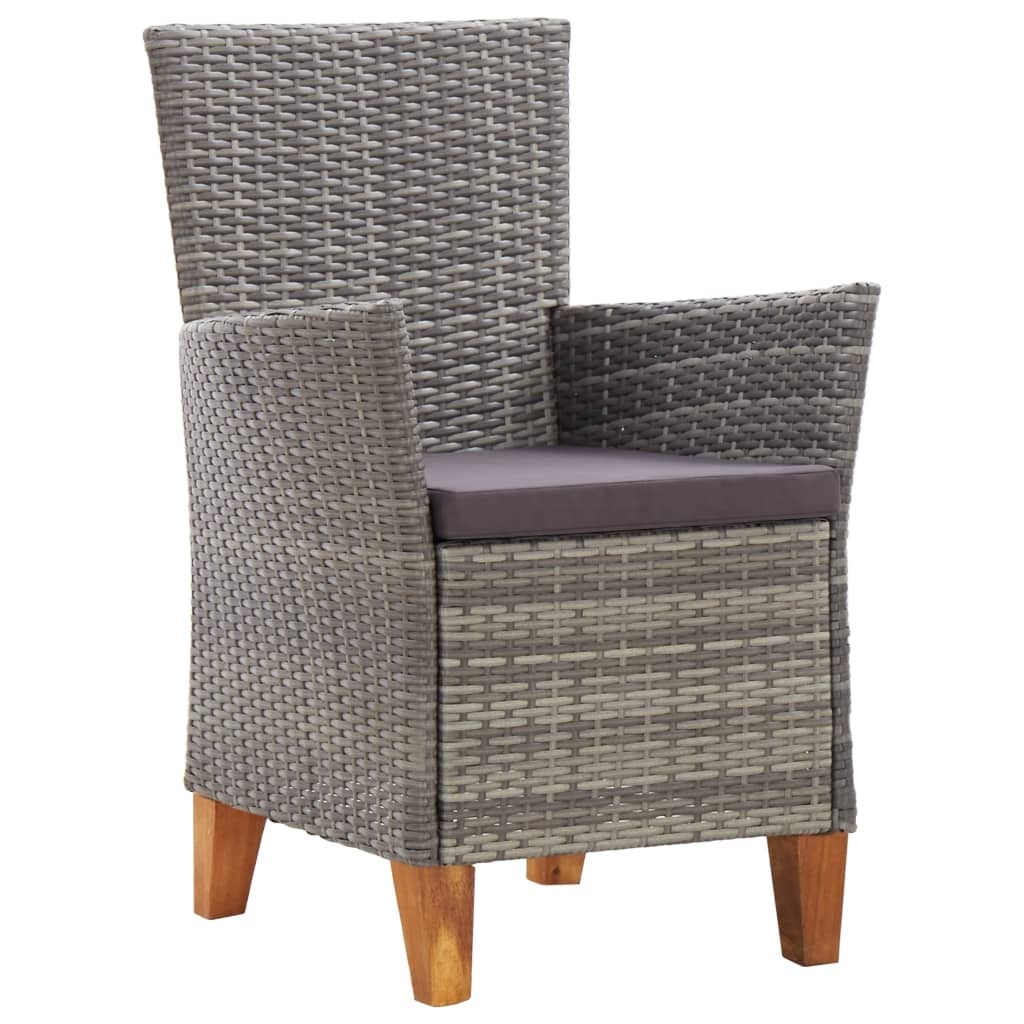 VidaXL Tuinstoelen 2 st met kussens poly rattan grijs