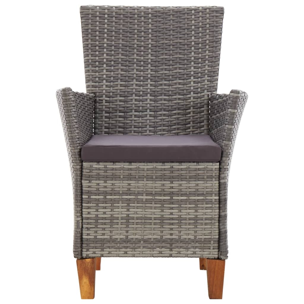 VidaXL Tuinstoelen 2 st met kussens poly rattan grijs