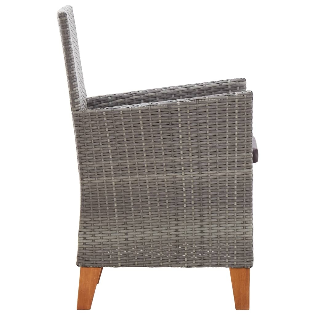 VidaXL Tuinstoelen 2 st met kussens poly rattan grijs