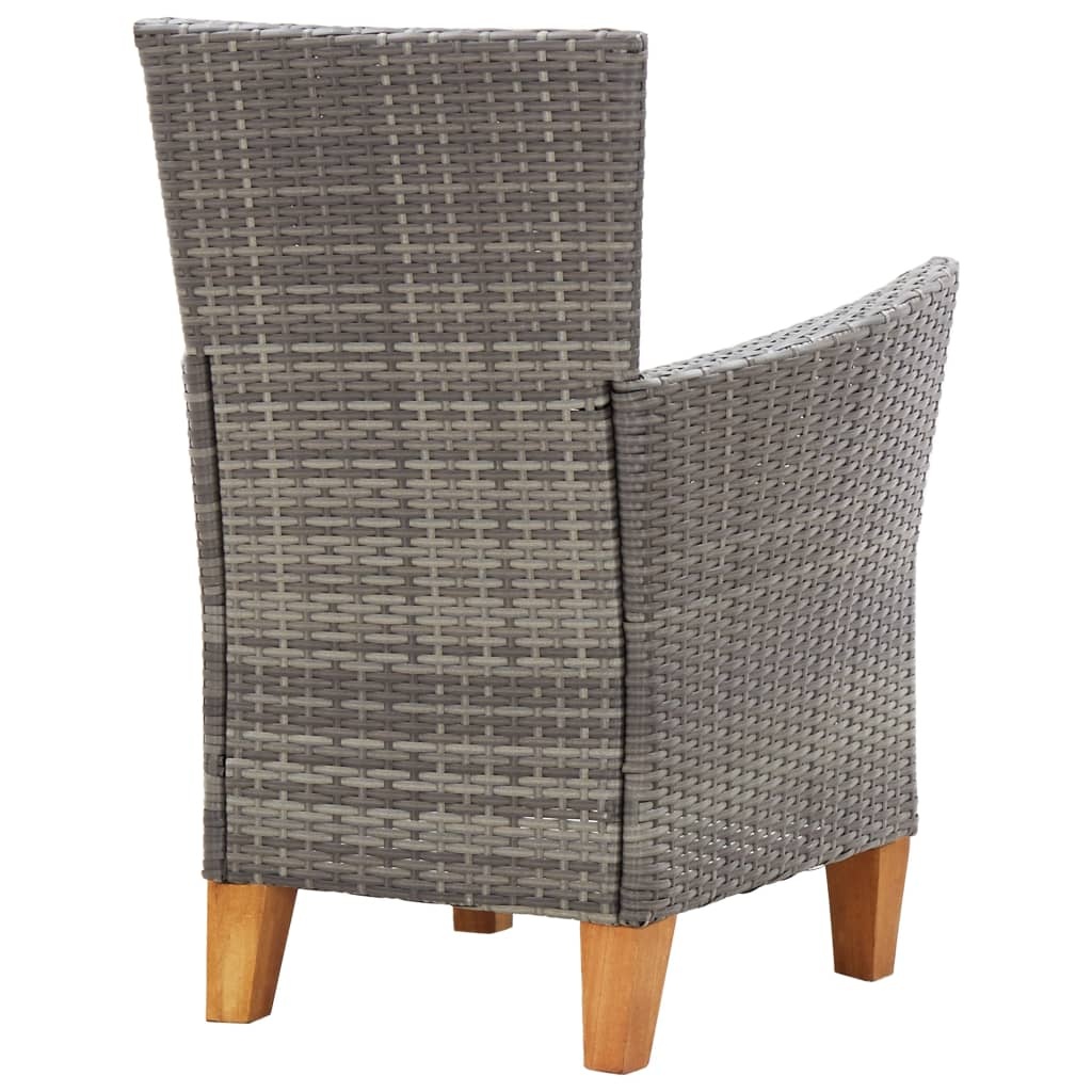 VidaXL Tuinstoelen 2 st met kussens poly rattan grijs