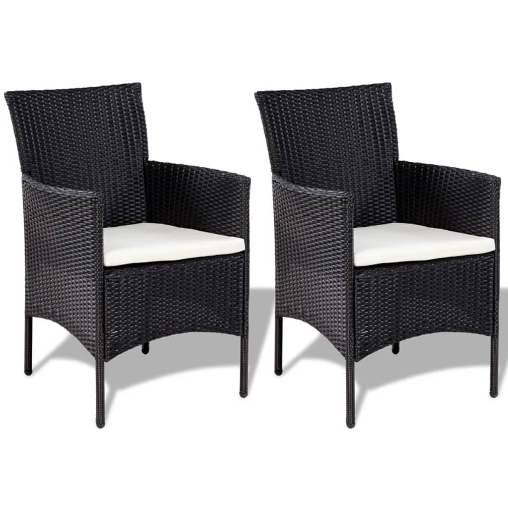 VidaXL 4-delige Loungeset met kussens poly rattan zwart