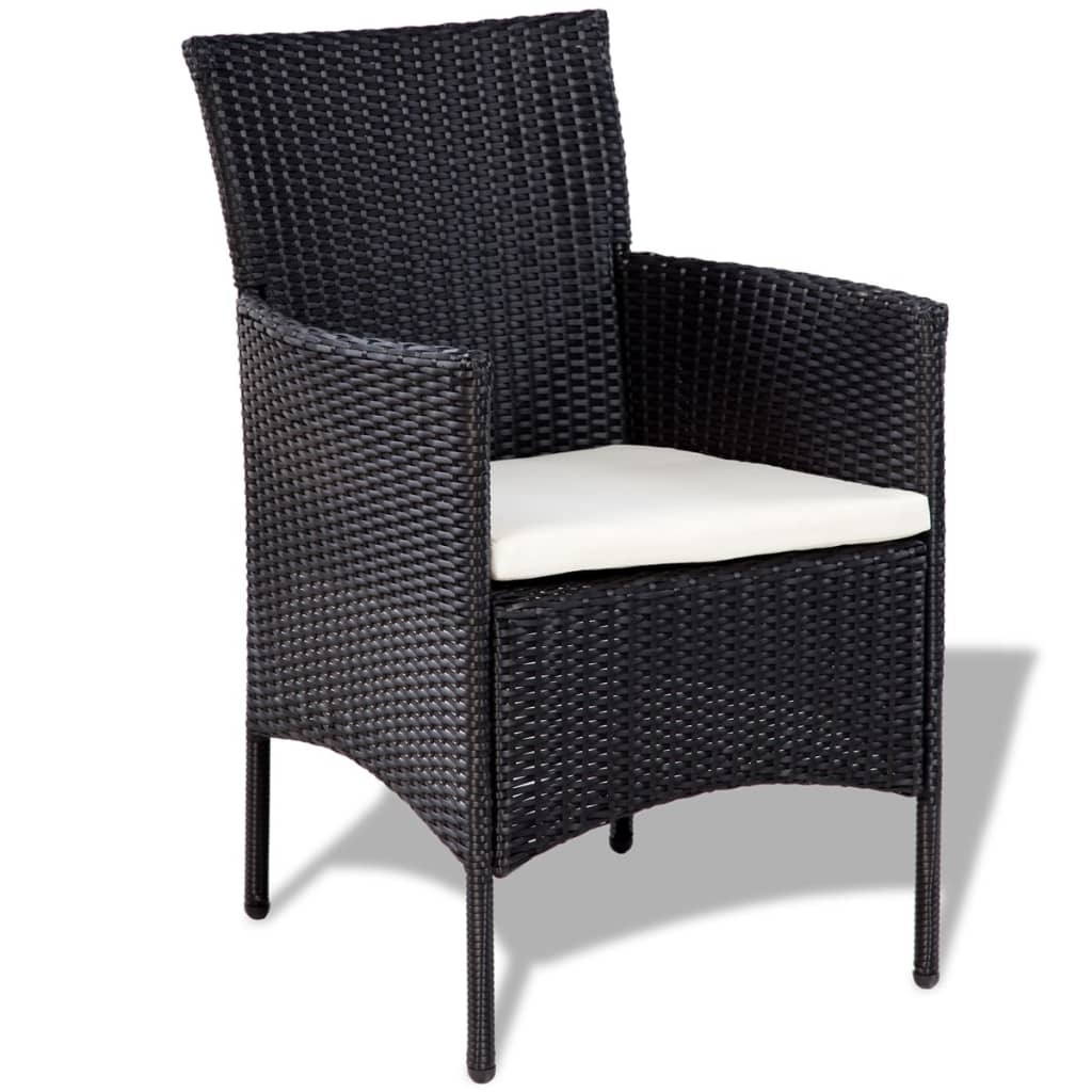 VidaXL 4-delige Loungeset met kussens poly rattan zwart