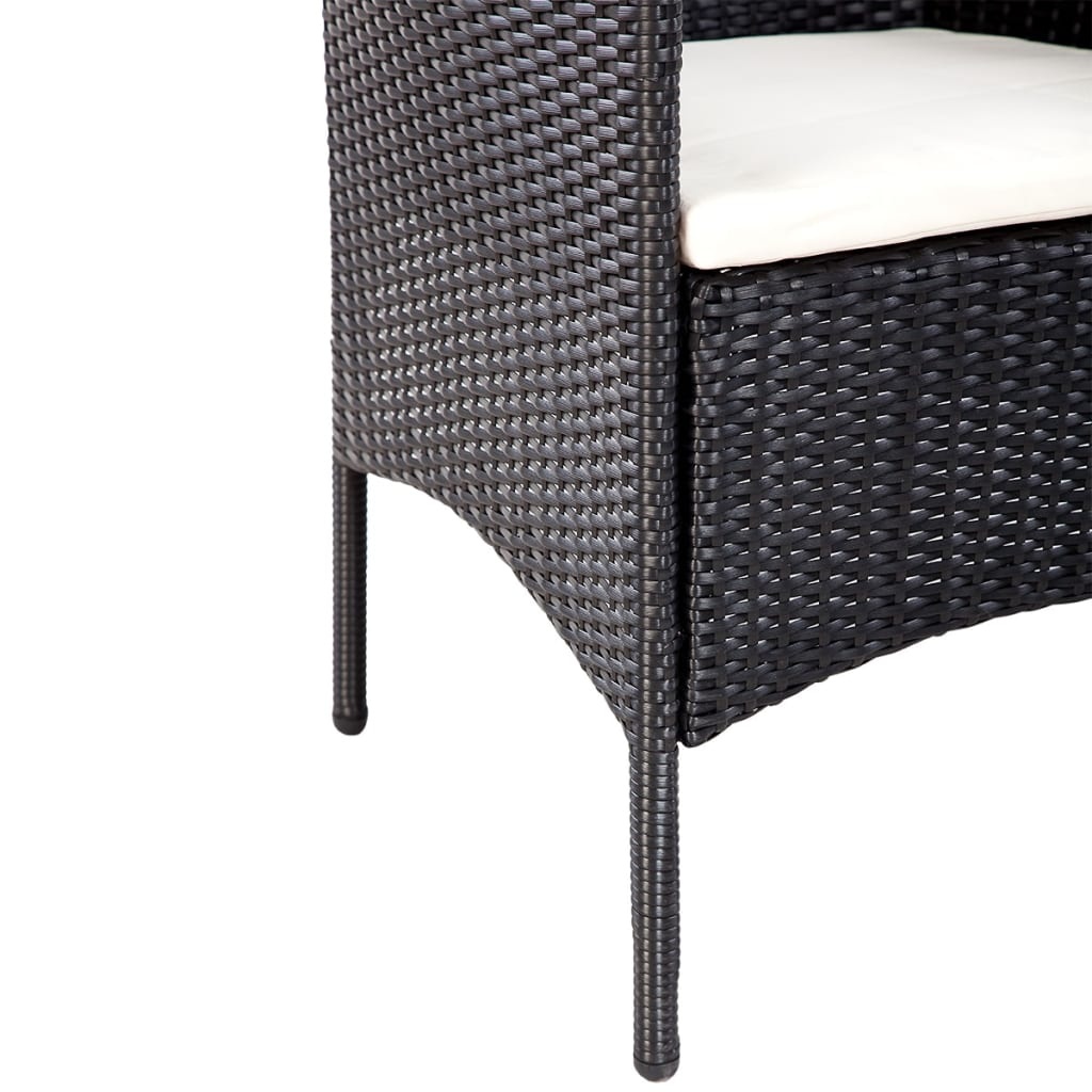 VidaXL 4-delige Loungeset met kussens poly rattan zwart