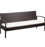 VidaXL Tuinbank 3-zits met kussens poly rattan bruin