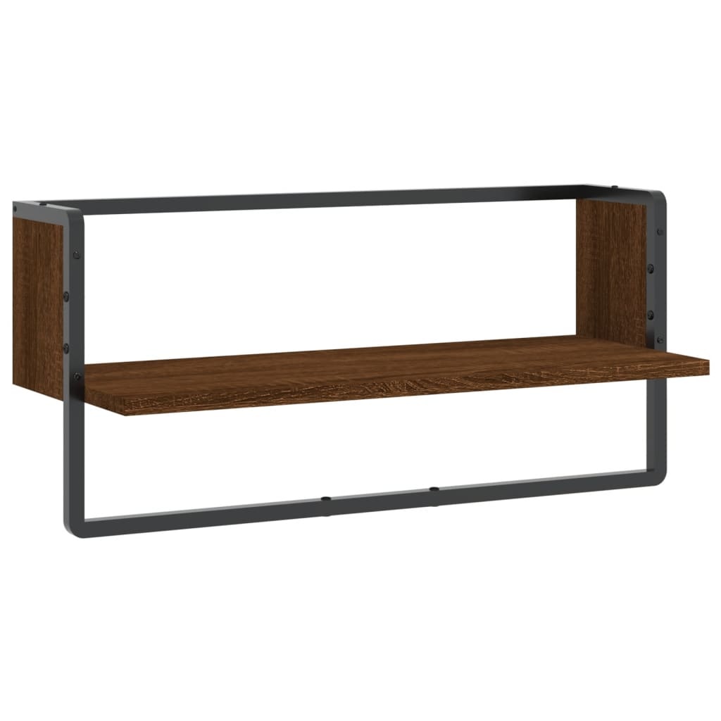 VidaXL Wandschap met stang 65x25x30 cm bruin eikenkleur