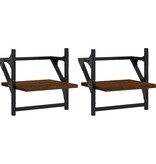 VidaXL Wandschappen met stangen 2 st 30x25x30 cm bruin eikenkleur