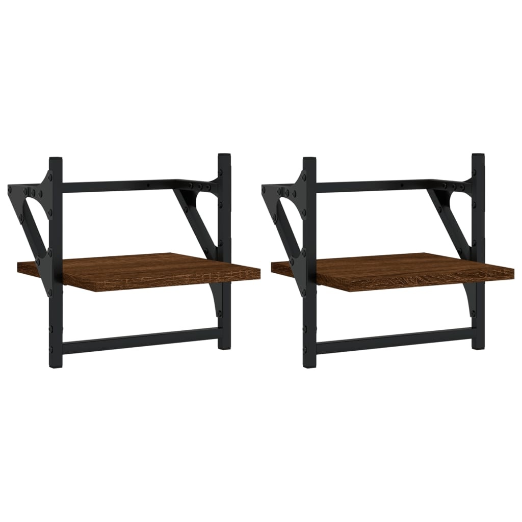 VidaXL Wandschappen met stangen 2 st 30x25x30 cm bruin eikenkleur