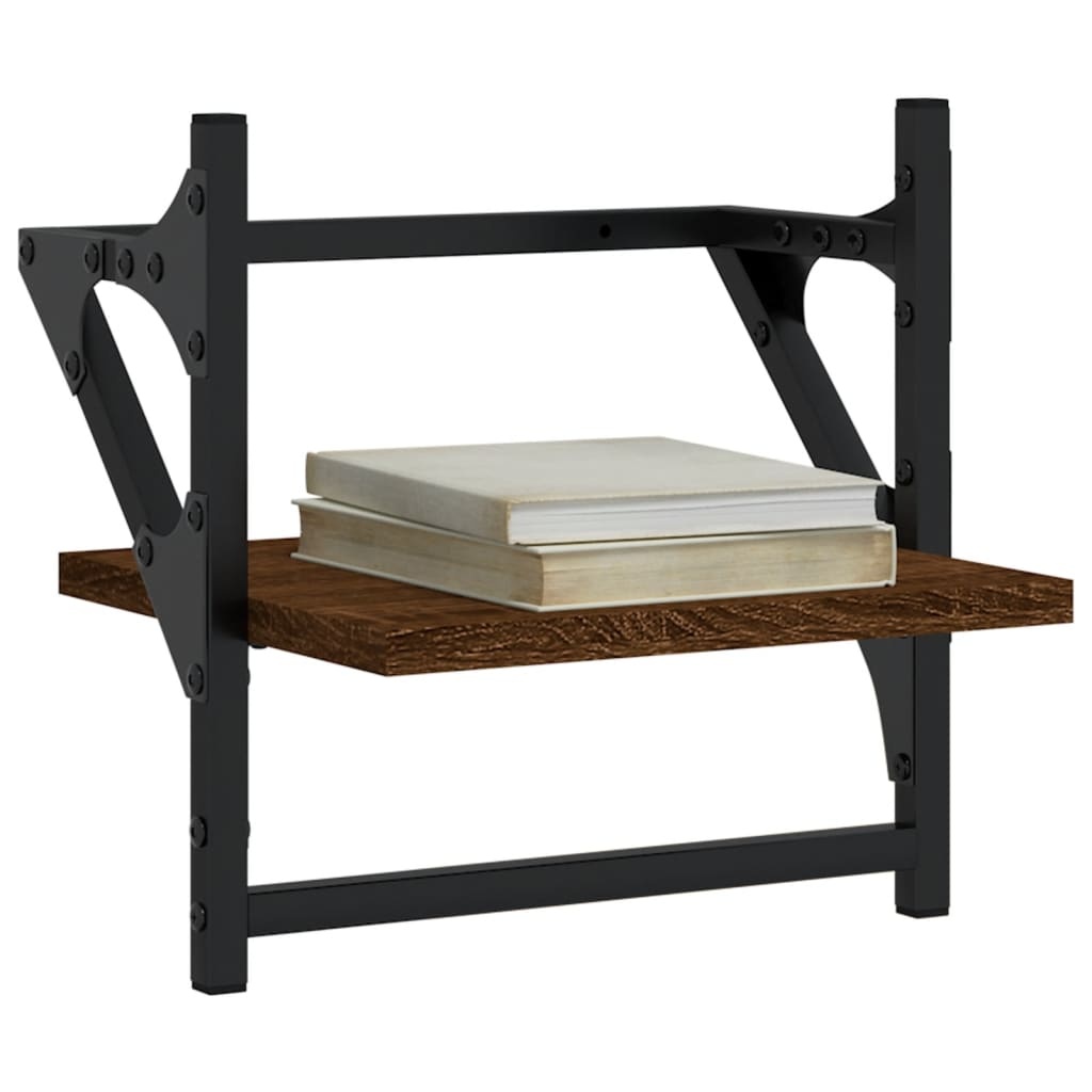 VidaXL Wandschappen met stangen 2 st 30x25x30 cm bruin eikenkleur