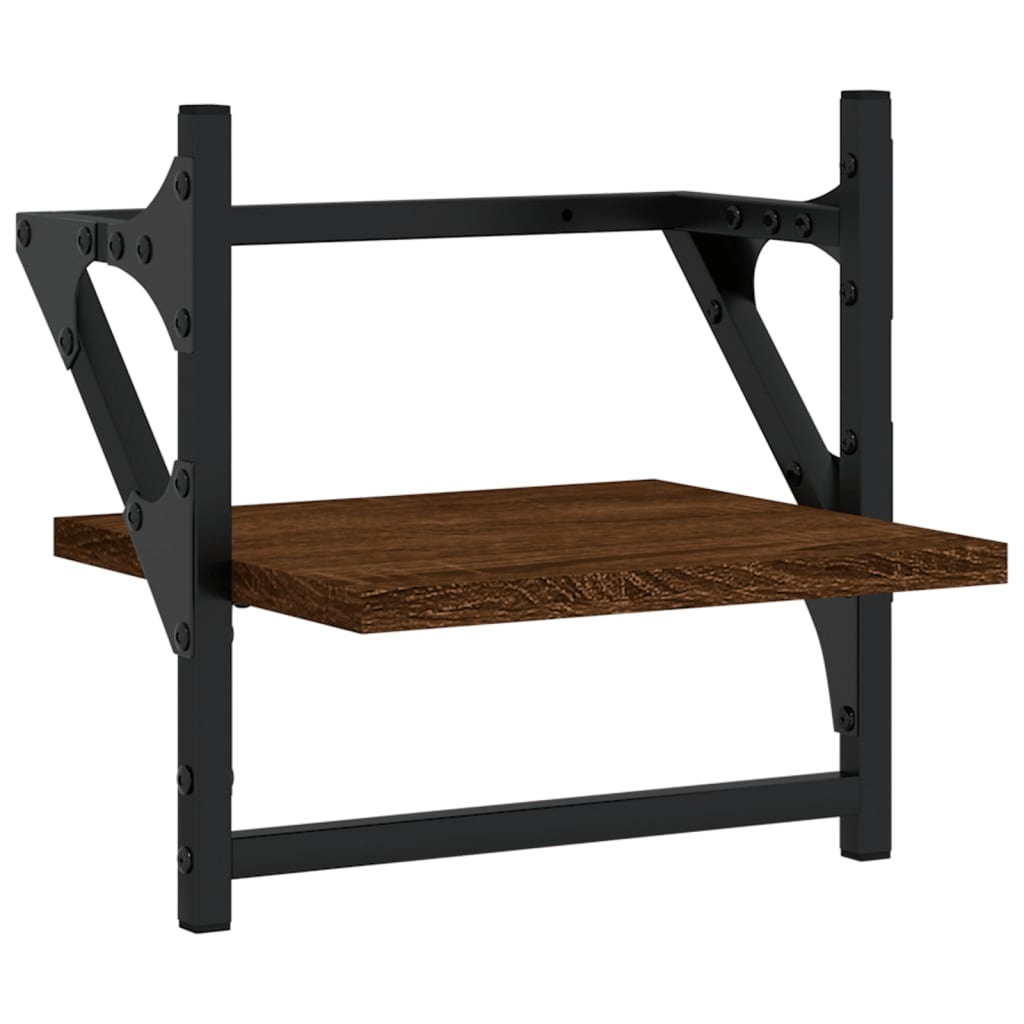 VidaXL Wandschappen met stangen 2 st 30x25x30 cm bruin eikenkleur