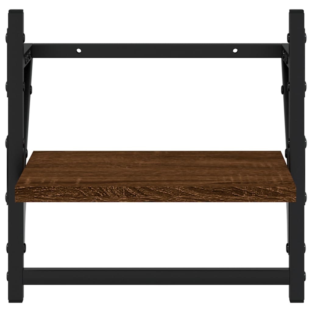 VidaXL Wandschappen met stangen 2 st 30x25x30 cm bruin eikenkleur
