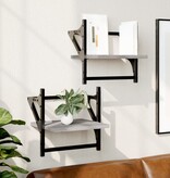 VidaXL Wandschappen met stangen 2 st 30x25x30 cm grijs sonoma eiken