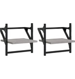 VidaXL Wandschappen met stangen 2 st 30x25x30 cm grijs sonoma eiken