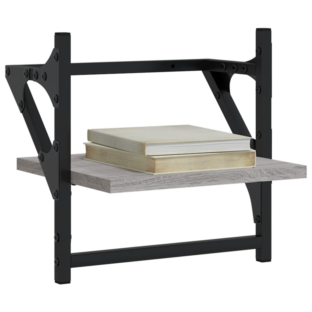 VidaXL Wandschappen met stangen 2 st 30x25x30 cm grijs sonoma eiken