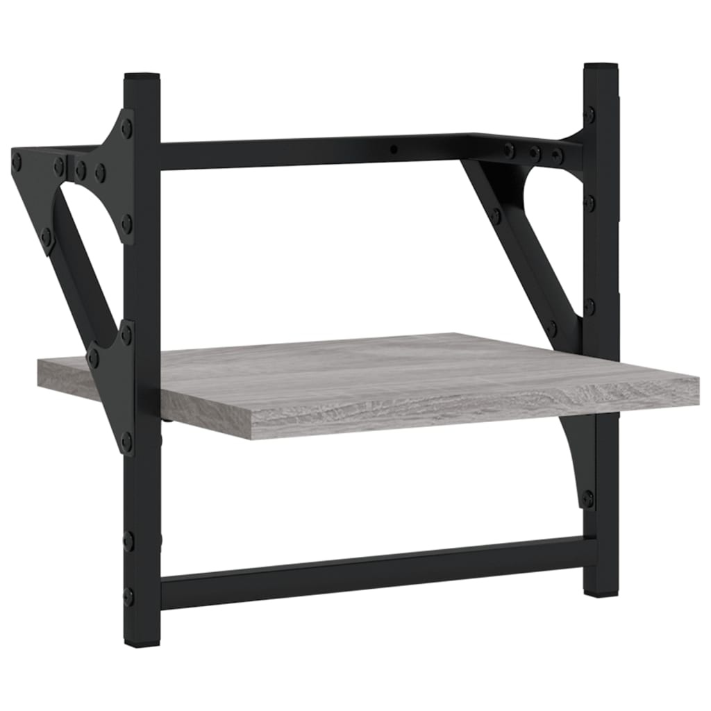 VidaXL Wandschappen met stangen 2 st 30x25x30 cm grijs sonoma eiken