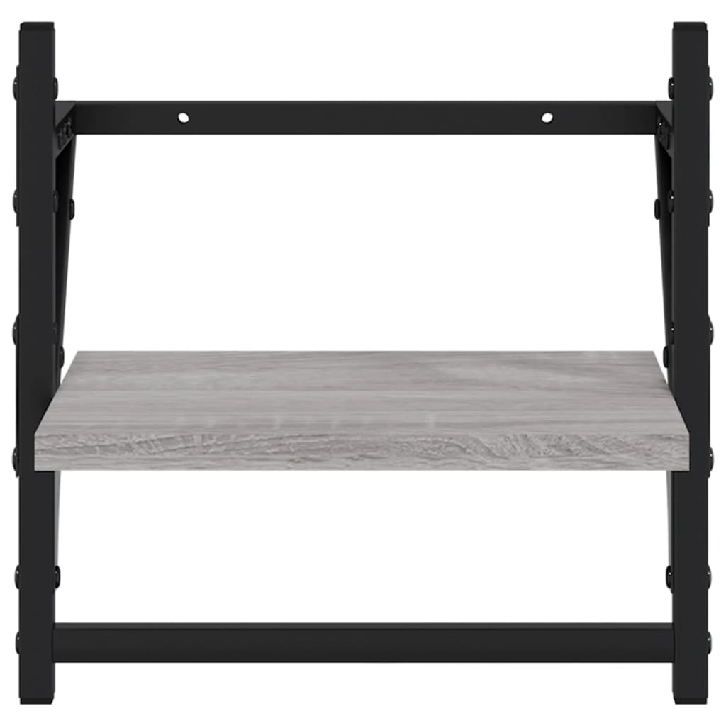 VidaXL Wandschappen met stangen 2 st 30x25x30 cm grijs sonoma eiken