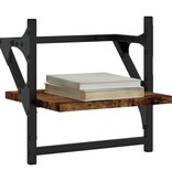 VidaXL Wandschappen met stangen 2 st 30x25x30 cm gerookt eikenkleurig