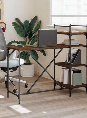 VidaXL Computerbureau met schappen 120x47x109 cm bruin eikenkleur