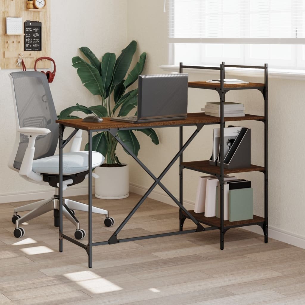 VidaXL Computerbureau met schappen 120x47x109 cm bruin eikenkleur