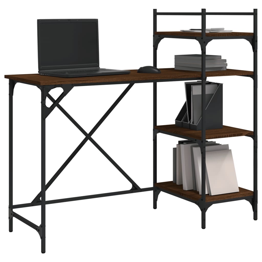 VidaXL Computerbureau met schappen 120x47x109 cm bruin eikenkleur