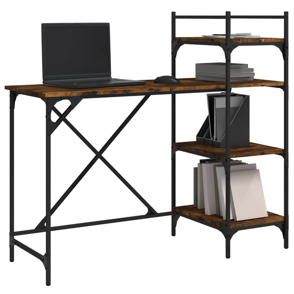VidaXL Computerbureau met schappen 120x47x109 cm gerookt eikenkleurig