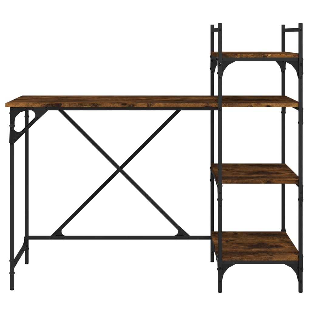 VidaXL Computerbureau met schappen 120x47x109 cm gerookt eikenkleurig