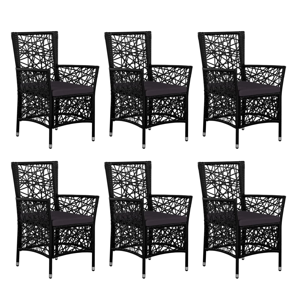 VidaXL 7-delige Tuinset poly rattan zwart