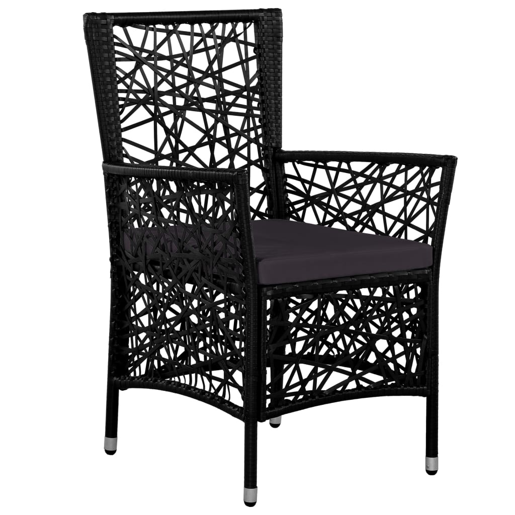 VidaXL 7-delige Tuinset poly rattan zwart
