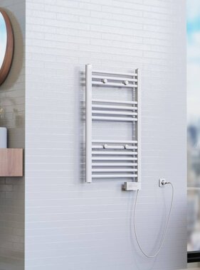 vidaXL Badkamerradiator met timer 80x50x15 cm wit