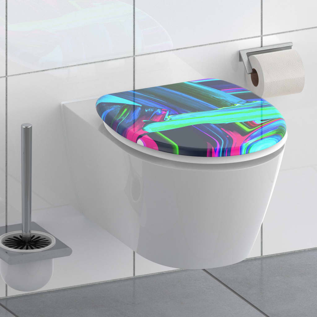 vidaXL Toiletbril met soft-close NEON PAINT