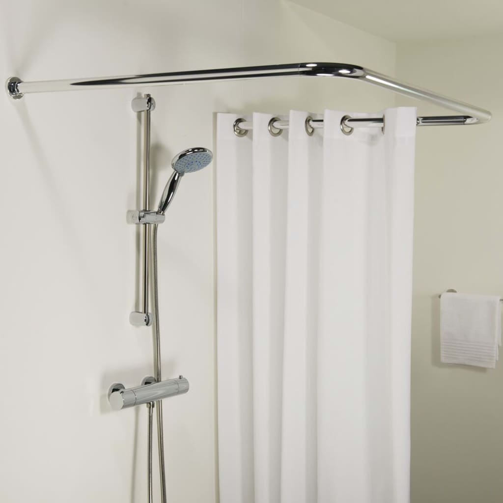 VidaXL Douchegordijnstang combi chroomkleurig